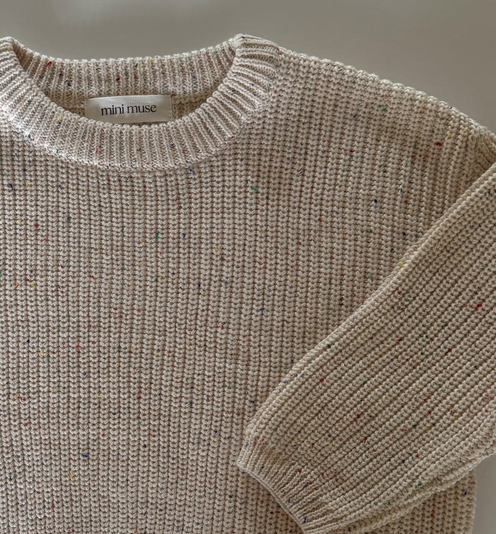 Mini Cosy Knit Jumper - Cream Speckled
