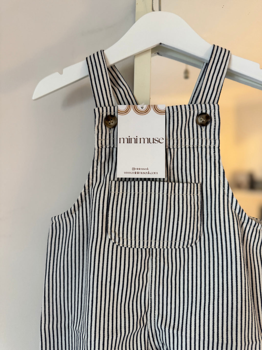 Mini Stripe Dungarees - Monochrome