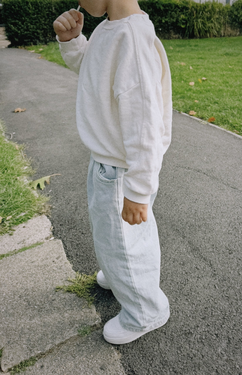 Mini Loose Fit Denim Trousers - Light Wash